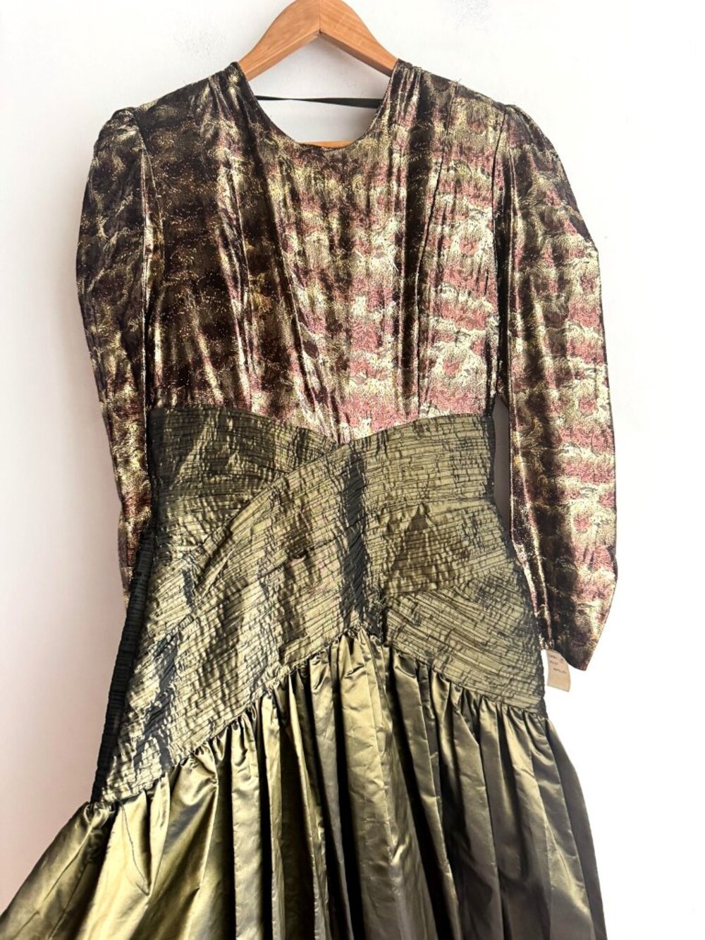 Vintage Liptons Taffeta Lurex Earth Tones Midi Prom Dress NWT 10 - Picture 4 of 11
